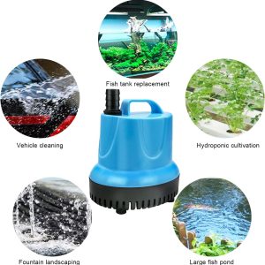 Nizirioo Ultra Leise Klein Tauchpumpe: 20W 1500L/H Aquarium Pumpe mit 3 Düse & 1,5 m Schlauch, Wasserpumpe Aquarium Tauchpumpe Springbrunnen Pumpe für Aquarium, Garten, Brunnen, Teich(Blau) 18