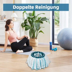 4 Stück Ersatzkopf für CLEAN Twist Disc Mop Ergo, 2-Faser-System Wischmopkopf Ersatzbezug mit Spezialborsten für Alle Bodenarten 9