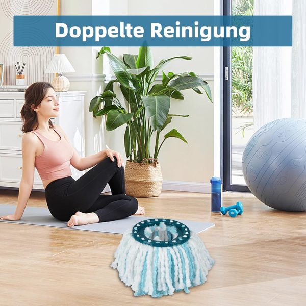 4 Stück Ersatzkopf für CLEAN Twist Disc Mop Ergo, 2-Faser-System Wischmopkopf Ersatzbezug mit Spezialborsten für Alle Bodenarten 3