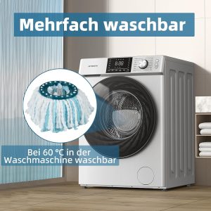 4 Stück Ersatzkopf für CLEAN Twist Disc Mop Ergo, 2-Faser-System Wischmopkopf Ersatzbezug mit Spezialborsten für Alle Bodenarten 13