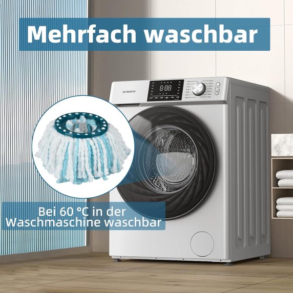 4 Stück Ersatzkopf für CLEAN Twist Disc Mop Ergo, 2-Faser-System Wischmopkopf Ersatzbezug mit Spezialborsten für Alle Bodenarten 5