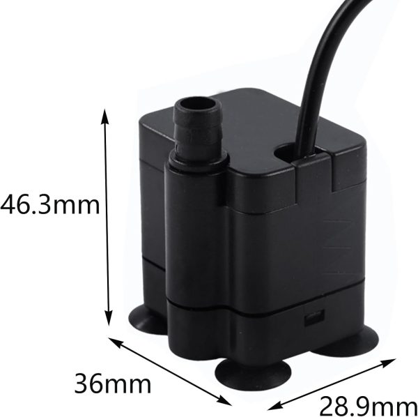 2 stück USB Mini Wasserpumpen(180L/H, 3W), Ultra Leise Aquarium pumpe mit hohem Hub, brunnenpumpe mit 1,5 m Netzkabel,für Aquarien, Teich, Brunnen, Statuen, Hydrokultur,Wasserpumpe Klein USB 2