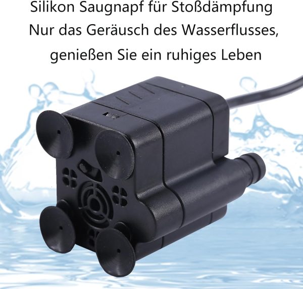 2 stück USB Mini Wasserpumpen(180L/H, 3W), Ultra Leise Aquarium pumpe mit hohem Hub, brunnenpumpe mit 1,5 m Netzkabel,für Aquarien, Teich, Brunnen, Statuen, Hydrokultur,Wasserpumpe Klein USB 4