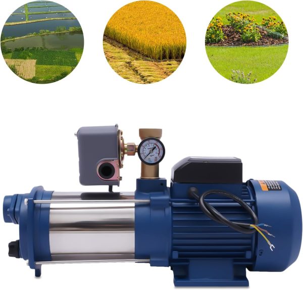 1800W Gartenpumpe Kreiselpumpe 4000 L/H Wasserpumpe Zentrifugalpumpe Horizontale Rohrleitungspumpe für den Hausgebrauch mit hoher Förderhöhe und hohem Durchfluss Booster Zirkulationspumpe 8