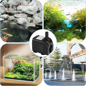 8W 600L/H Mini Wasserpumpe Aquariumpumpe, Aquarium Pumpe, Ultra Leise Tauchpumpe Klein Springbrunnenpumpe mit 1,4 m Netzkabel, 2 Düse für Aquarien Garten Teich Statue (Schwarz) 15