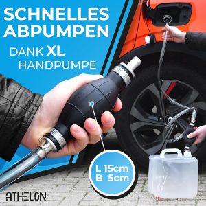 ATHELON® Handpumpe für Benzin, Diesel, Wasser & Öl - XL Umfüllpumpe inkl. Flüssigkeitsregler und 2m Schlauch - Verbesserte Schlauchpumpe [2024] - Zuverlässig & Auslaufsicher 11