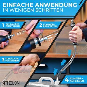 ATHELON® Handpumpe für Benzin, Diesel, Wasser & Öl - XL Umfüllpumpe inkl. Flüssigkeitsregler und 2m Schlauch - Verbesserte Schlauchpumpe [2024] - Zuverlässig & Auslaufsicher 17