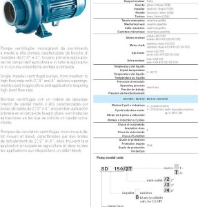 FORAS SD120/2T Kreiselpumpe mit hohem Förderstrom vor allem in der Landwirtschaft eingesetzt, made in Italy, Dauerbetrieb, 400V, 1.1 kW, 500 L/min, 15 m 19