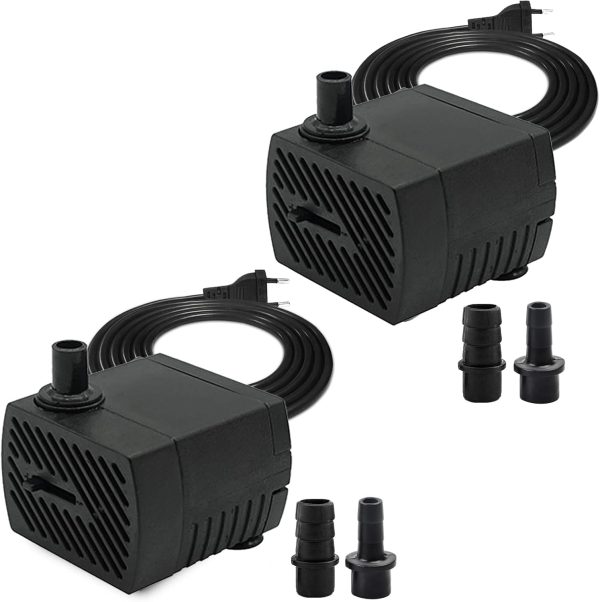 GERUI 2 stück Mini Wasserpumpe,280 L/h 4W 220V-240V 50/60hz Einstellbare Wassermenge 8/13mm,Saugnäpfen Springbrunnen pumpe Geeignet für kleine Aquarien, Aquarienpumpen, Gärten 1