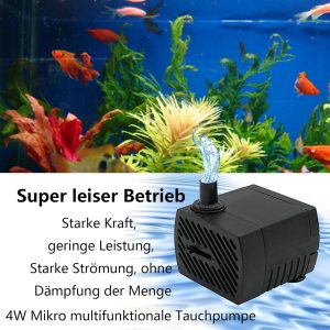 GERUI 2 stück Mini Wasserpumpe,280 L/h 4W 220V-240V 50/60hz Einstellbare Wassermenge 8/13mm,Saugnäpfen Springbrunnen pumpe Geeignet für kleine Aquarien, Aquarienpumpen, Gärten 18