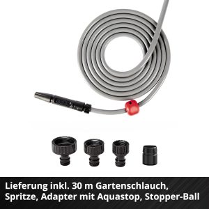 Einhell Akku-Schlauchtrommel GE-HR 18/30 Li-Solo Power X-Change (18 V, automatische Schlauchaufwicklung, bis zu 180° schwenkbar, Wandhalterung, 30 m Gartenschlauch & -spritze, ohne Akku) 18