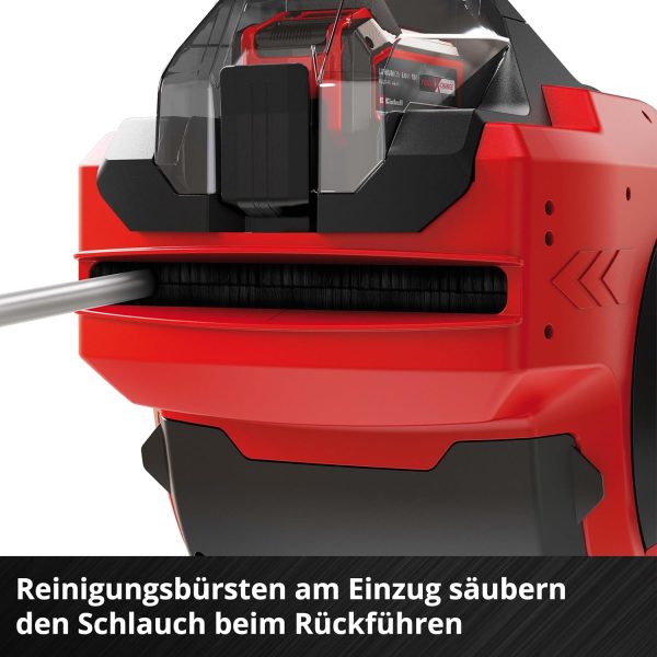 Einhell Akku-Schlauchtrommel GE-HR 18/30 Li-Solo Power X-Change (18 V, automatische Schlauchaufwicklung, bis zu 180° schwenkbar, Wandhalterung, 30 m Gartenschlauch & -spritze, ohne Akku) 6