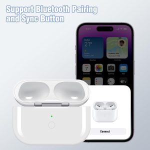 RUIZHI Kabellose Ladehülle kompatibel mit Air Pods Pro 1 und Pro 2. Ersatz kabellose Ladehülle für Air Pod Pro mit Bluetooth-Synchronisierungstaste, 680 mAh eingebauter Akku 14