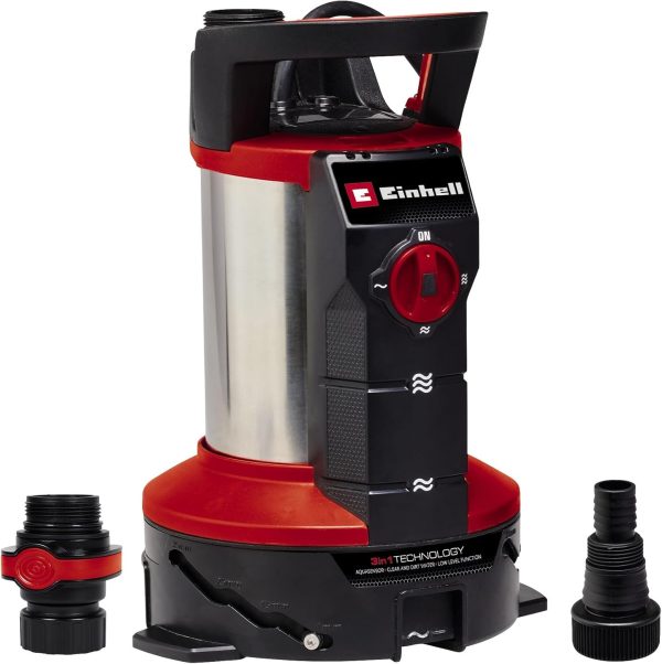 Einhell Schmutzwasserpumpe GE-DP 7935 N-A LL ECO 3-in-1 (790 W, Aquasensor, Ø 35 mm Fremdpartikelgröße, max. 19.500 L/h Fördermenge, inkl. Quick-Connector & Universaladapter) 1