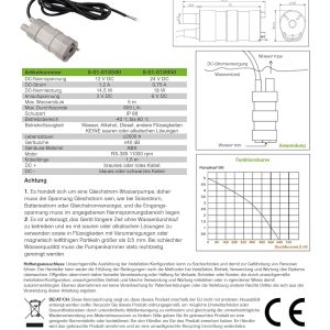 Offgridtec Tauchpumpe 24V DC 10l 0,5 bar max. 5m Pumphöhe 6