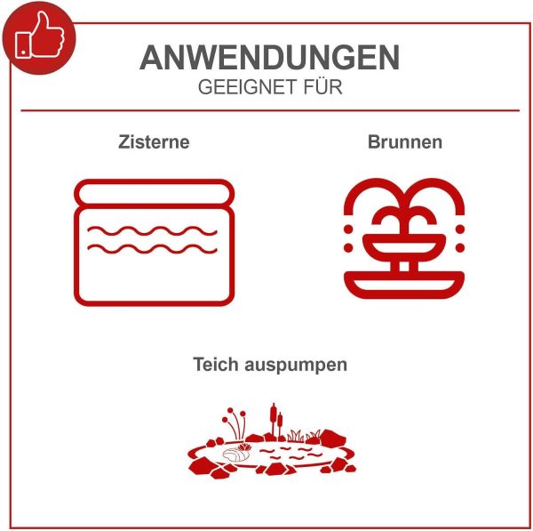 Scheppach Gartenpumpe GP1400JET Hauswasserpume | 1300W - 6000l/h Fördermenge | 4,8 bar Förderdruck | 8m Ansaughöhe - 48m Förderhöhe | inkl. Tragegriff | Brunnenpumpe Bewässerungspumpe Regenwasser 9