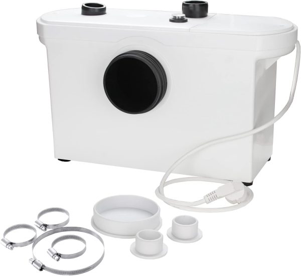 Yakimz Schmutzwasserpumpe Abwasser Hebeanlage, 600W Fäkalienpumpe 140L/min Kleinhebeanlage, 3 in 1 Schmutzwasserpumpen für WC Dusche Waschbecken Küche Weiß 1