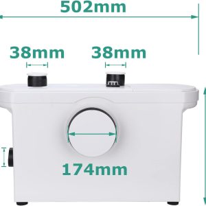 Yakimz Schmutzwasserpumpe Abwasser Hebeanlage, 600W Fäkalienpumpe 140L/min Kleinhebeanlage, 3 in 1 Schmutzwasserpumpen für WC Dusche Waschbecken Küche Weiß 6