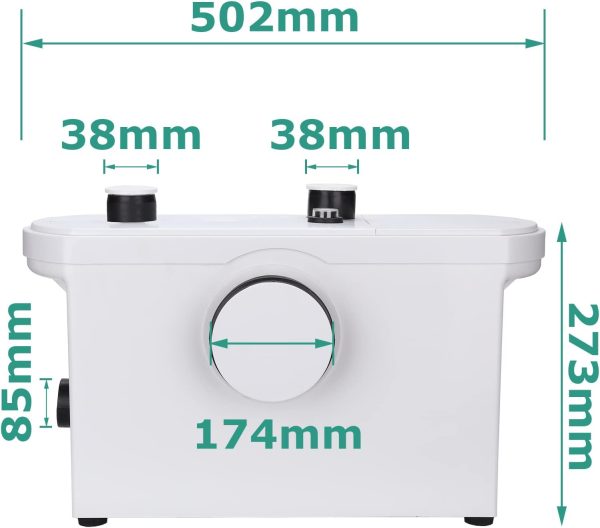 Yakimz Schmutzwasserpumpe Abwasser Hebeanlage, 600W Fäkalienpumpe 140L/min Kleinhebeanlage, 3 in 1 Schmutzwasserpumpen für WC Dusche Waschbecken Küche Weiß 2