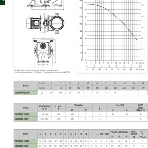 DAB EUROSWIM 50 M 0,75 HP IE2 Elektropumpe für Schwimmbäder, einphasig, selbstansaugend, leise, für Haushalt und Wohnungen, aggressive Flüssigkeiten, Fischzucht, Landwirtschaft und Industrie. 21