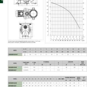 DAB EUROSWIM 50 M 0,75 HP IE2 Elektropumpe für Schwimmbäder, einphasig, selbstansaugend, leise, für Haushalt und Wohnungen, aggressive Flüssigkeiten, Fischzucht, Landwirtschaft und Industrie. 25