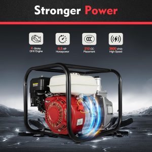 4 Takt 6.5 PS Motorpumpe Benzin Teichpumpe Wasserpumpe 4.8KW Portabilität Benzin 210cc Gartenpumpe,Geeignet für Ackerland,Obstfelder und Gemüsegärten 16