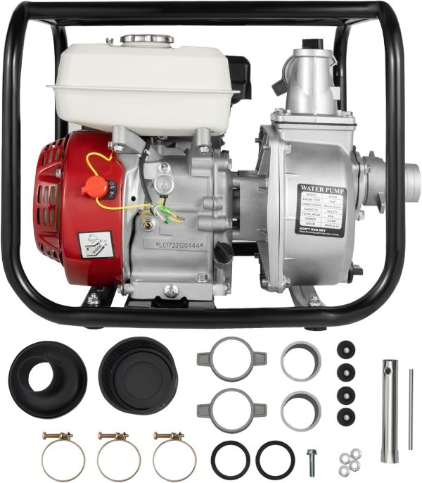 4 Takt 6.5 PS Motorpumpe Benzin Teichpumpe Wasserpumpe 4.8KW Portabilität Benzin 210cc Gartenpumpe,Geeignet für Ackerland,Obstfelder und Gemüsegärten 8