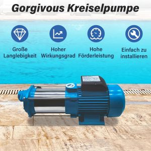 2200W IP44 Rostfreier Stahl Gartenpumpe 35 ℃ Maximale Wassertemperatur Wassertransferpumpe Selbstansaugende Gartenpumpe Edelstahl Kreiselpumpe für Hauswasserwerke, Haus und Garten 10