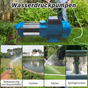 2200W IP44 Rostfreier Stahl Gartenpumpe 35 ℃ Maximale Wassertemperatur Wassertransferpumpe Selbstansaugende Gartenpumpe Edelstahl Kreiselpumpe für Hauswasserwerke, Haus und Garten 12