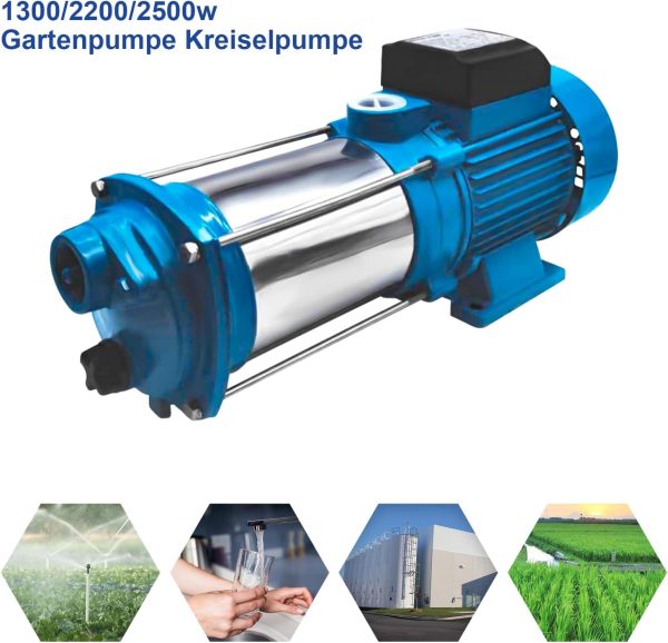 2200W IP44 Rostfreier Stahl Gartenpumpe 35 ℃ Maximale Wassertemperatur Wassertransferpumpe Selbstansaugende Gartenpumpe Edelstahl Kreiselpumpe für Hauswasserwerke, Haus und Garten 5