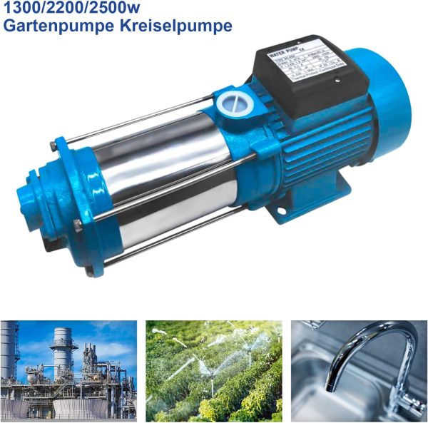 2200W IP44 Rostfreier Stahl Gartenpumpe 35 ℃ Maximale Wassertemperatur Wassertransferpumpe Selbstansaugende Gartenpumpe Edelstahl Kreiselpumpe für Hauswasserwerke, Haus und Garten 6