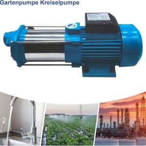 Leistungsstarke Kreiselpumpe 2500W, Bewässerungspumpe für Garten, Jetpumpe mit Druckschalter, 4000 L/H, 110m, Edelstahl 19