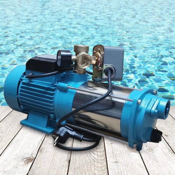 Premium Kreiselpumpe 4000L/H 1300W, Ansaughöhe 8m, 9.8Bar Druck, Förderhöhe 98m, Wasserpumpe Haus Garten Hauswasserwerk mit Druckschalter 3