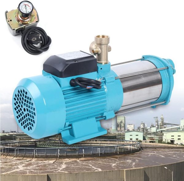 Premium Kreiselpumpe 4000L/H 1300W, Ansaughöhe 8m, 9.8Bar Druck, Förderhöhe 98m, Wasserpumpe Haus Garten Hauswasserwerk mit Druckschalter 8