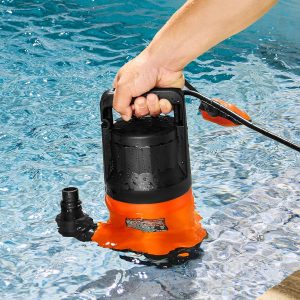 VEVOR Schmutzwasserpumpe, 700 W, 15700 L/h hoher Durchfluss, 10,1 m Förderhöhe, Tauchpumpe, tragbare Wasserpumpe mit 3 m langem Netzkabel zum Abpumpen von Wasser aus Schwimmbecken, Gartenteich, Keller 24