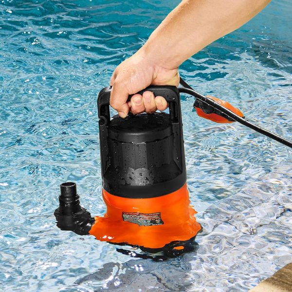 VEVOR Schmutzwasserpumpe, 700 W, 15700 L/h hoher Durchfluss, 10,1 m Förderhöhe, Tauchpumpe, tragbare Wasserpumpe mit 3 m langem Netzkabel zum Abpumpen von Wasser aus Schwimmbecken, Gartenteich, Keller 8