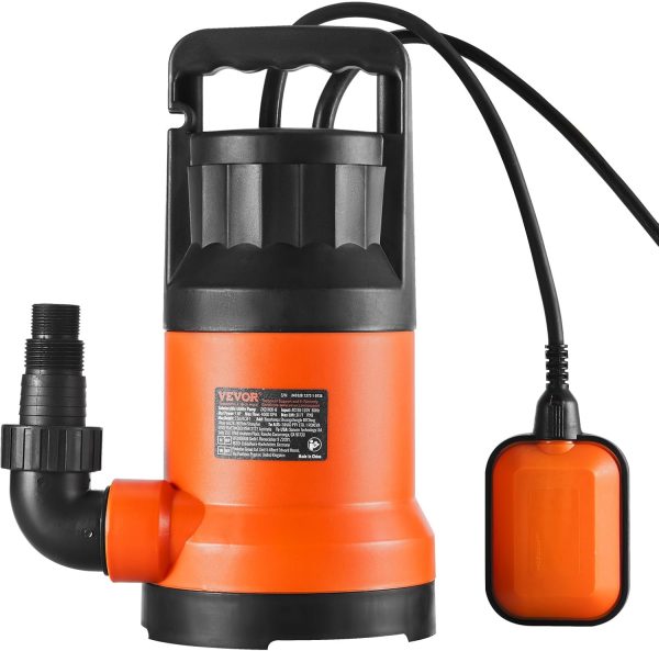 VEVOR Schmutzwasserpumpe, 700 W, 15700 L/h hoher Durchfluss, 10,1 m Förderhöhe, Tauchpumpe, tragbare Wasserpumpe mit 3 m langem Netzkabel zum Abpumpen von Wasser aus Schwimmbecken, Gartenteich, Keller 9