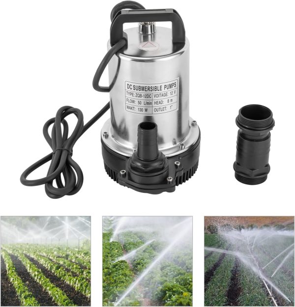 Tauchpumpe Schmutzwasserpumpe Abwasserpumpe Sumpfpumpe Edelstahlpumpe 12V 160W 6000L/H für Keller Abfluss Fäkalienentwässerung 6