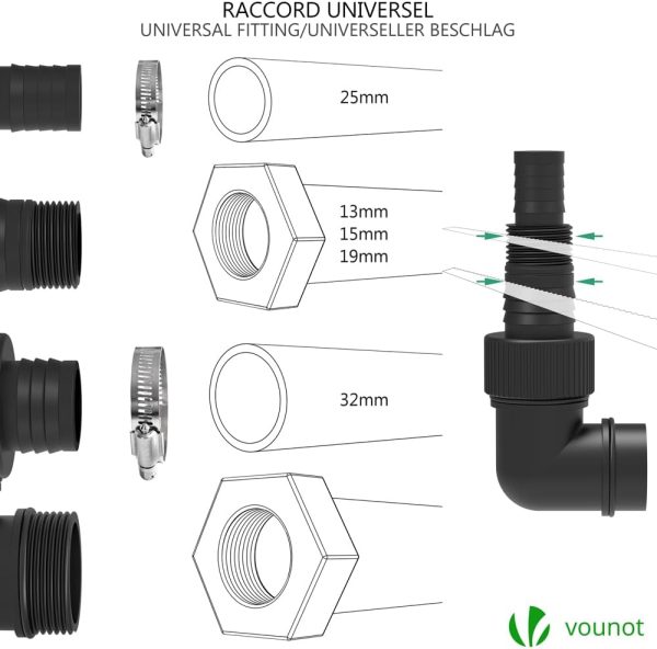 VOUNOT Schmutzwasserpumpe Tauchpumpe Schmutzwasser mit Integriertem Schwimmer, Abwasserpumpe Fördermenge 8000 l/h, Förderhöhe max 5.5 m, Eintauchtiefe max. 7 m, 10 m Anschlusskabel 4