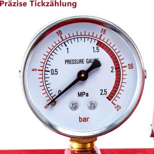 Trintion Abdrückpumpe 5 Liter Manuelle Prüfpumpe 25Bar Aluminiumguss Befüllpumpe mit 1/2" Hochdruckschlauch für Dichtheitsprüfung von Wasser und Heizungsrohren (Rot) 16