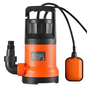 VEVOR Schmutzwasserpumpe, 400 W, 9500 L/h hoher Durchfluss, 7,9 m Förderhöhe, Tauchpumpe, tragbare Wasserpumpe mit 3 m langem Netzkabel zum Abpumpen von Wasser aus Schwimmbecken, Gartenteich, Keller 24