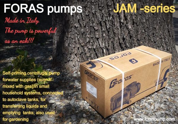 FORAS JAM150T Selbstansaugende elektrische Kreiselpumpe, made in Italy, Dauerbetrieb, 400V, 1.1 kW, max. 120 L/min, 50m 8