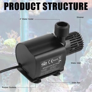 Außengewinde USB Wasserpumpe Set, 500L/H 4W Tauchpumpen, USB Aquariumpumpe Klein Fontäne Pumpe mit 1,5M Kabel 2 Messing Düse, Mini Wasserpumpe Filterpumpe für Aquarium 13