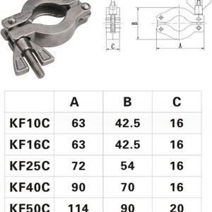CWOQOCW 1 x KF16 KF25 KF40 KF50 304 Edelstahl-Vakuum-Klemme, Pumpenzubehör, Schnapp-Typ-Vakuumklemme für Vakuum-Wasserrohre oder Ölrohre (KF16) 17