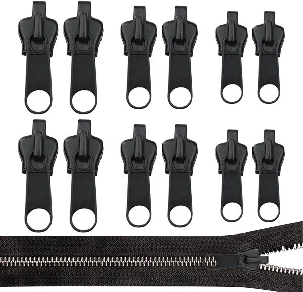 12 Stück Reißverschluss Zipper,3 Größen Reißverschluss Schieber Ersatz,Reißverschluss Zipper,Universal Reißverschluss-Fix-Kit,Abnehmbarer Ersatzzipper Set,Zieher Für Reparatur Jacken Koffer Rucksäcke 1