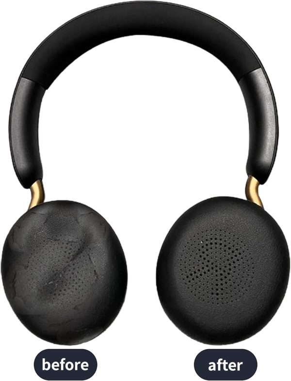 Ersatz Ohrpolster für Jabra Evolve2 65 (65MS 65UC USB)/Evolve2 40 (40UC 40MS USB)/Elite 45h, Professionelle Ohrpolsterkissen mit Weichem Protein-Leder (Schwarz) 5