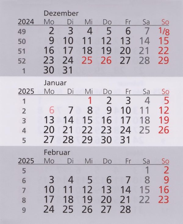 HiCuCo Ersatz-Kalenderblätter für 2 Jahre (2025 + 2026) - passend für 3-Monats-Tischkalender Stehkalender Aufstellkalender TypW (TypW1 und TypW2) 1