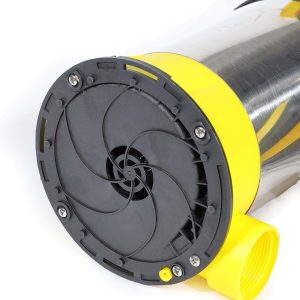 Wiltec Tauchpumpe mit Schwimmer Edelstahl 400 W, flachabsaugende Pumpe bis 1 mm, Tiefbrunnenpumpe bis 7 m Tiefe, Flachsaugerpumpe für Klarwasser 14