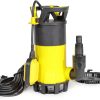 Wiltec 3 in 1 Flachsauger Tauchpumpe 1100 W, Schmutzwasserpumpe 18000l/h, Flachwasserpumpe mit Schwimmer, Flachsaugpumpe für Keller und Garten 28