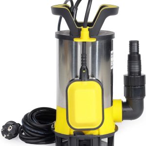 Wiltec 3 in 1 Flachsauger Tauchpumpe Edelstahl 850 W, Schmutzwasserpumpe 15000 l/h, Flachwasserpumpe mit Schwimmer, Flachsaugpumpe für Keller 18